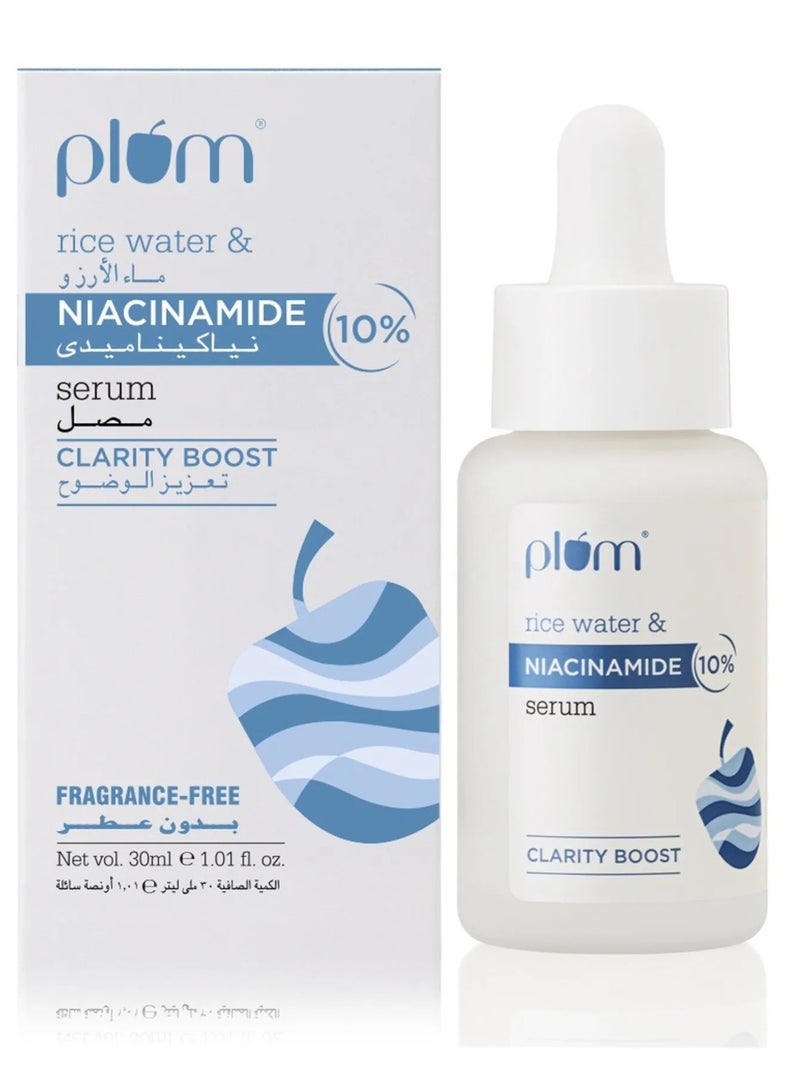 Plum Rice Water & 10% Niacinamide Serum Clarity Boost Fragrance-Free 30 ML - Image 1