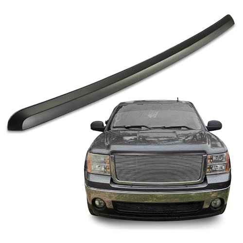 ECOTRIC Truck Hood Molding Trim Moulding Without Chrome Grille Compatible with 20072013 GMC Sierra 1500 2500HD 3500HD Replace for GM1235110 10385157 WClips for Installation  Black
