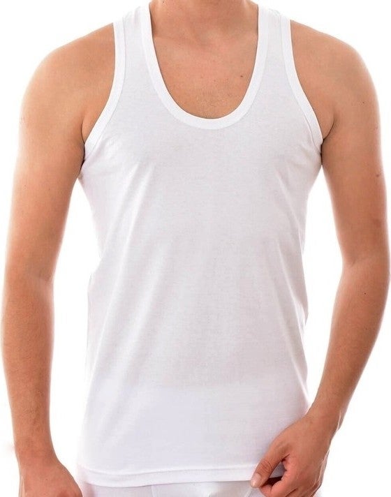 KYC Shopping Men's 4 Piece White Classic Cotton Strappy Premium Undershirt  - Image 2