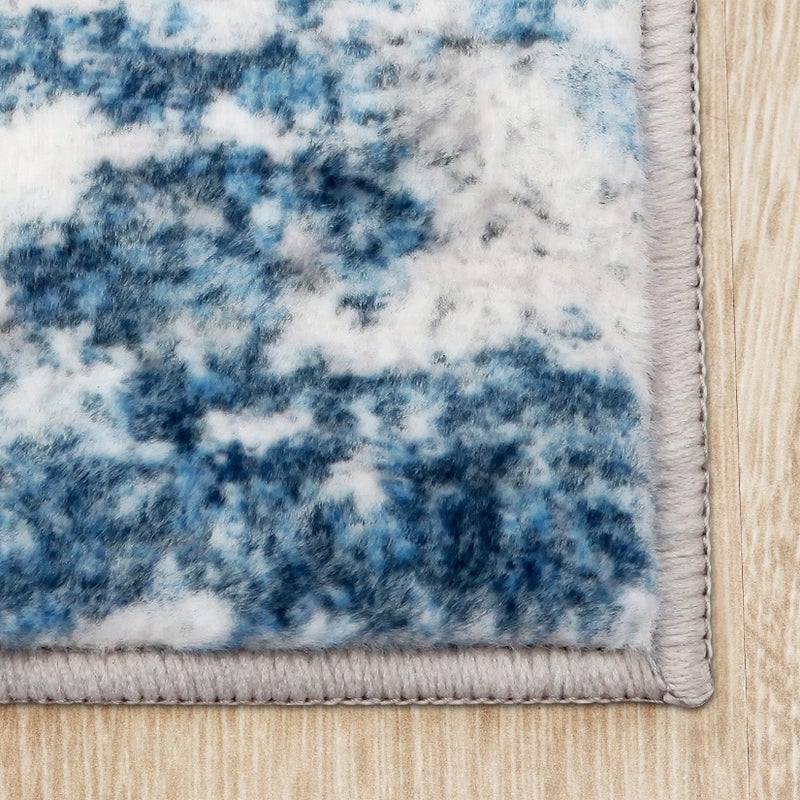 Gent drizz Area Rug Living Room Rugs: 5x7 Large Soft Indoor Carpet Modern Abstract Rug with Non Slip Rubber Backing for Under Dining Table Nursery Home Office Bedroom White Gray Blue - Image 4