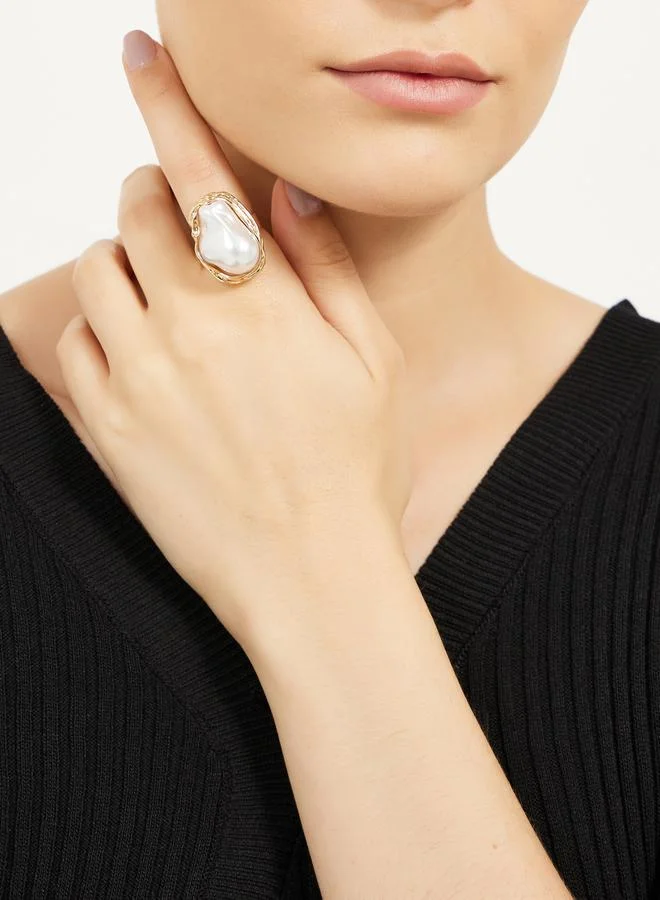 Big Textured Faux Pearl Ring