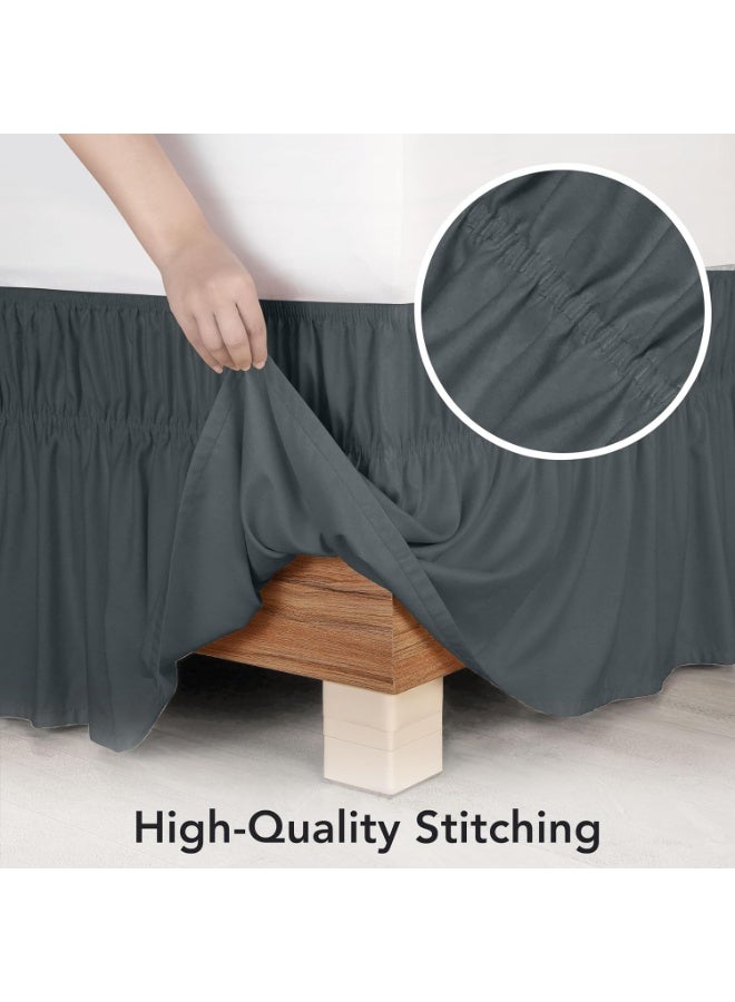 Utopia Bedding King Elastic Bed Ruffle - Easy Wrap Around Ruffle - Microfiber Bed Skirt with Adjustable Elastic Belt 16 Inch Tailored Drop - Hotel Quality Bedskirt, Fade Resistant (King, Grey) - Image 4