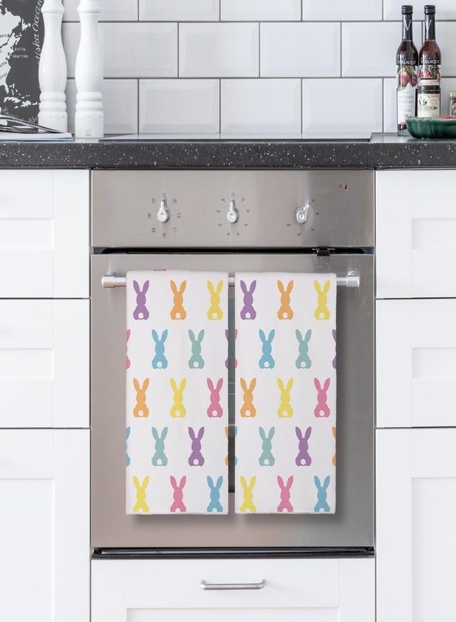 Siilues Easter Kitchen Towels, Colorful Bunny Happy Easter Dish Towels 18x26 Inch Kitchen Hand Towels Seasonal Spring Holiday Decorations Home Party Decor Drying Dishcloth Set of 2 - Image 3
