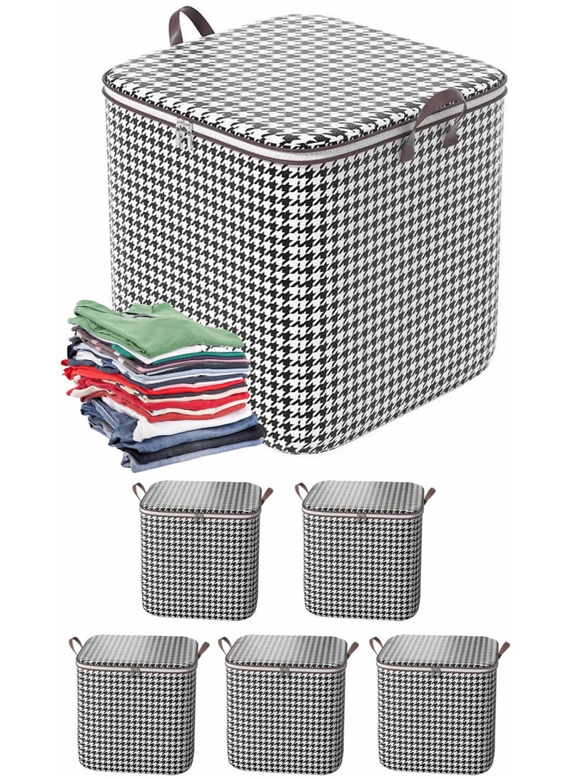 6 Pack 180L Clothes Storage, Blanket Storage Bags, Storage Box with Sturdy Handles for Closet, Dorm, Pillows, Bedding, Sturdy Zippers, Organization and Storage with Lids and Handle - Image 1
