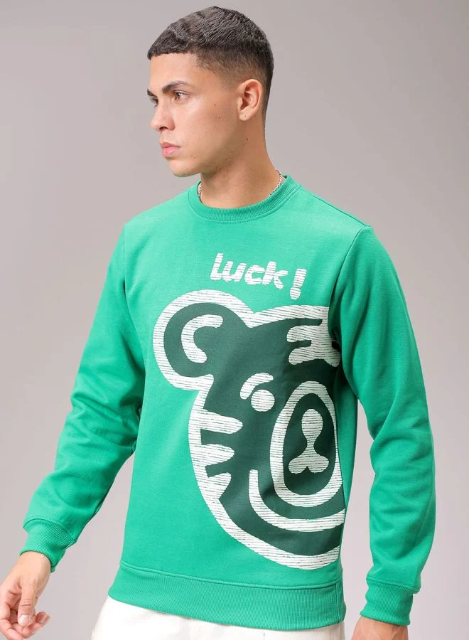 The Indian Garage Co Men Regular Fit Placement Print Crew Neck Overhead Sweatshirt