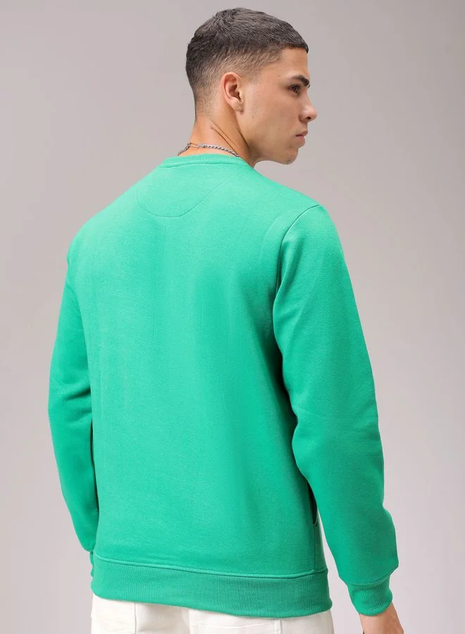 The Indian Garage Co Men Regular Fit Placement Print Crew Neck Overhead Sweatshirt