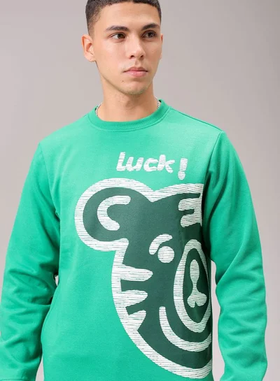 The Indian Garage Co Men Regular Fit Placement Print Crew Neck Overhead Sweatshirt