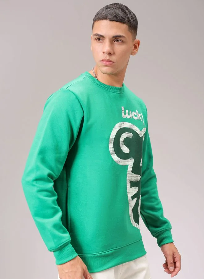The Indian Garage Co Men Regular Fit Placement Print Crew Neck Overhead Sweatshirt