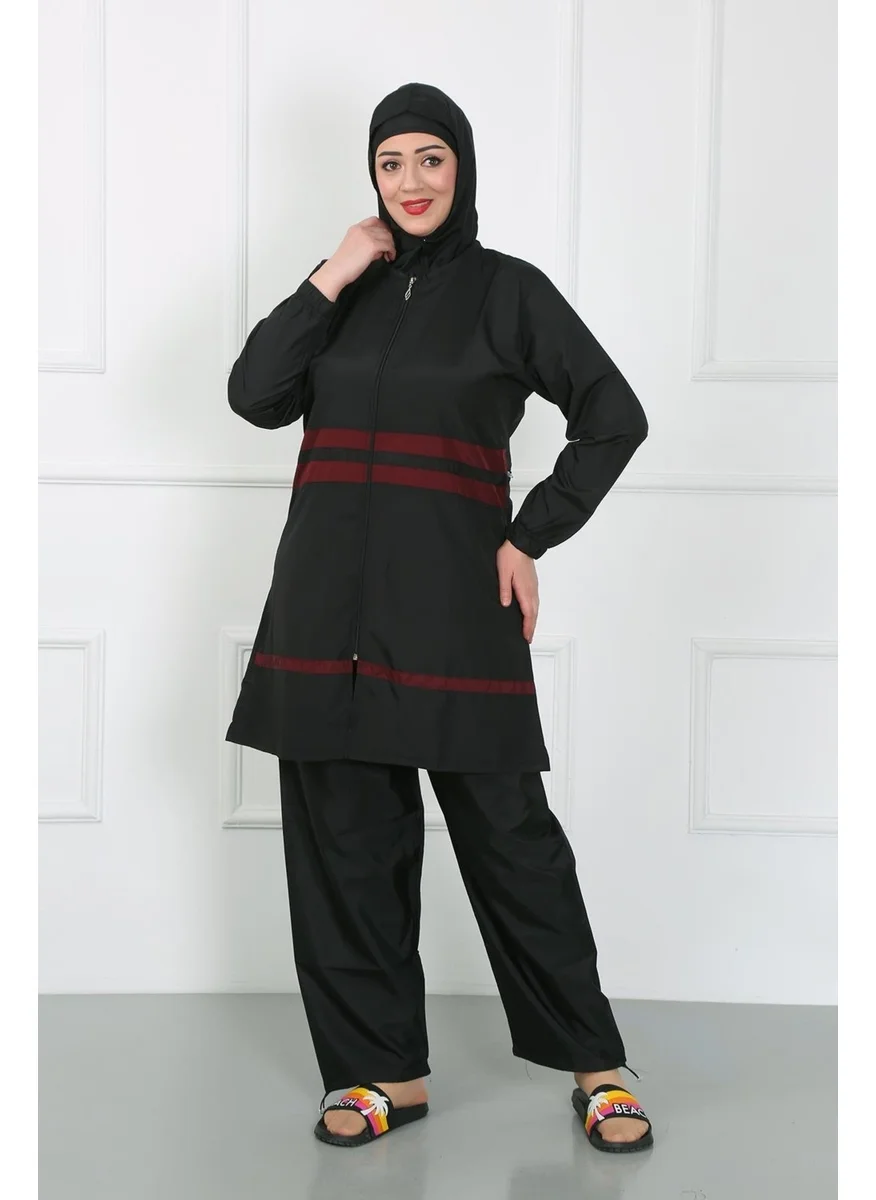 اكبينيز Plus Size Hijab Swimsuit Black 44025