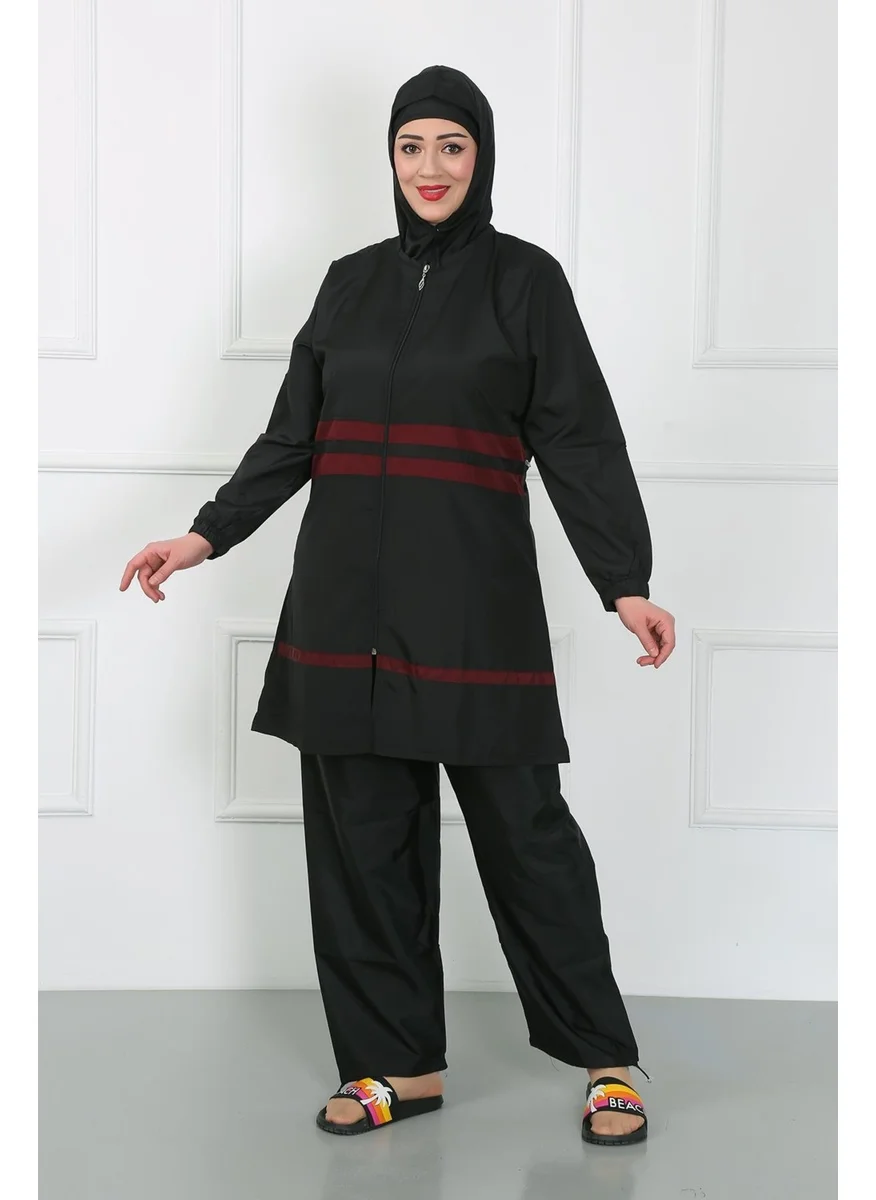 اكبينيز Plus Size Hijab Swimsuit Black 44025