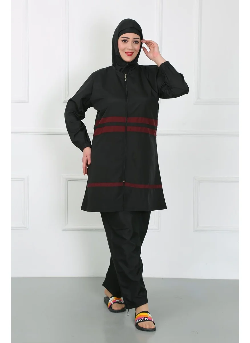 اكبينيز Plus Size Hijab Swimsuit Black 44025
