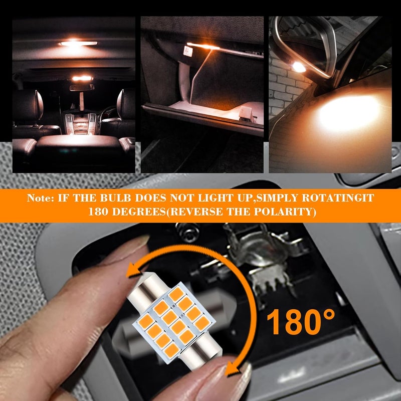 iFunyLED 24 Pieces Dome Light LED Car Interior Bulb Kit - Amber - Image 4
