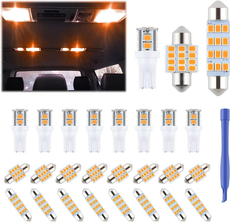 iFunyLED 24 Pieces Dome Light LED Car Interior Bulb Kit - Amber - Image 1