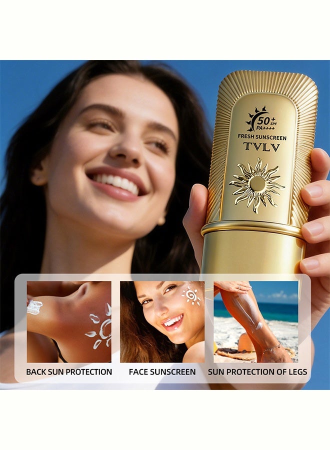 TVLV SPF 50+ PA++++ Sunscreen Stick, High Protection Fresh Sunscreen for Face & Body, Lightweight Non-Greasy Water Resistant Sun Stick, Easy to Apply for Daily & Outdoor Use 50g - Image 4