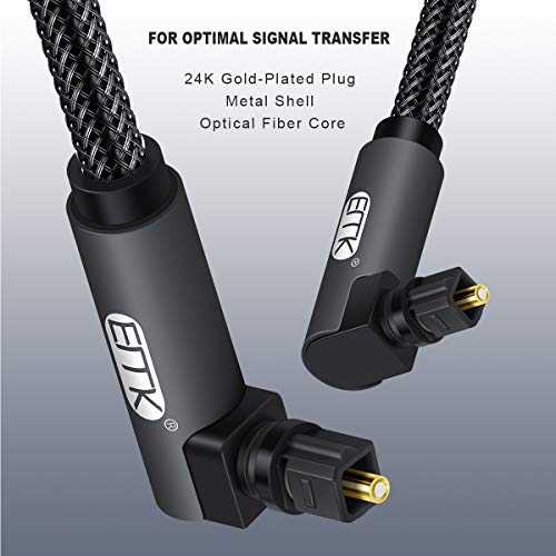 EMK Double 90 Degree Toslink Optical Cable 360 Degree Free-Rotating Plug Fiber Optic Cable S/PDIF Toslink Male to Male Cable for Home Theater, Sound Bar, TV, PS4, Xbox,Grey (1M/3.3ft) - Image 4