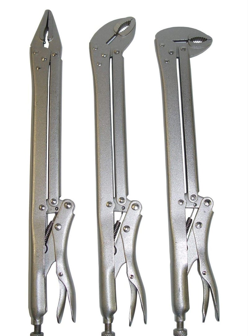 VCT 3 PC 15" EXTRA LONG LOCKING PLIERS SET w/Straight, 45 & 90 degree Bent Nose - Image 4