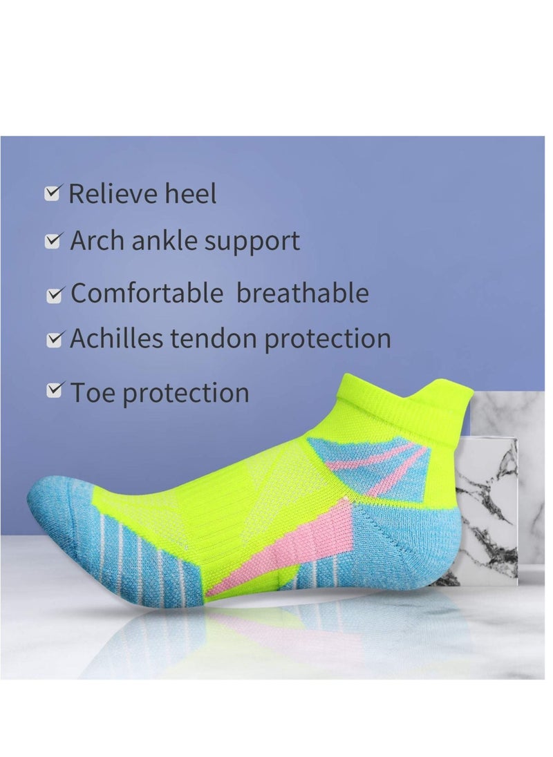 Generic - 2 Pairs Running Socks for Women, Anti-Blister & Sweat-Wicking, Trainer, Light Weight, Athletic, breathable anti blister soft and light weight, Rose Pink, Fluorescent Green(UK(4-7)/EU(35-40)) - Image 1