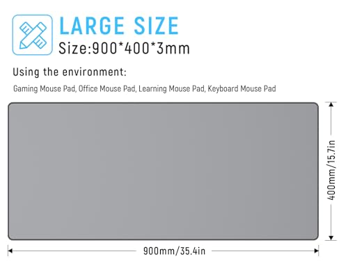 JIALONG Desk Mat - Large Desk Pad, Gaming Mouse Pad, Office Desk Protector with Anti-slip Base, Anti-wear Personalized Design, Mousepad in Mid-Grey - Image 2