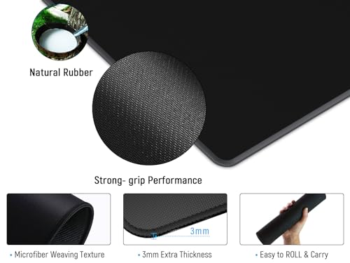 JIALONG Desk Mat - Large Desk Pad, Gaming Mouse Pad, Office Desk Protector with Anti-slip Base, Anti-wear Personalized Design, Mousepad in Mid-Grey - Image 4