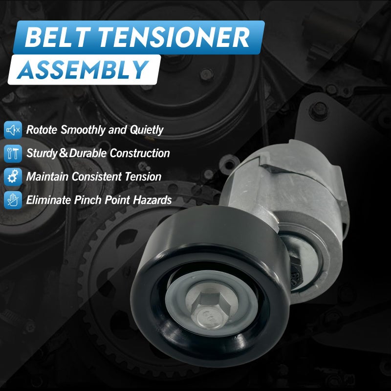 Autoxbtc Drive Belt Tensioner ï¼†Serpentine Belt ï¼† Idler Pulley Kit Fit for Hyundai Santa Fe Sonata Tucson Kia Forte Magentis Optima Sorento Replaces 6PK2125 2528125000 2528825001 2528725110 - Image 2