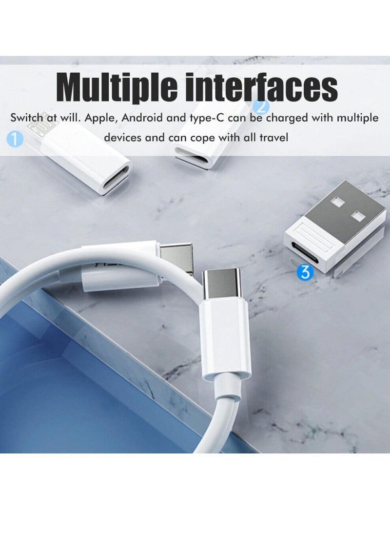 DIGI CORE - 60W USB Adapter Kit Cable Card Multi-Type Charging Cable Case Convertor USB C To Lightning Type C Micro Adapter Data Transfer Contains Card Slot For Traveling White - Image 1