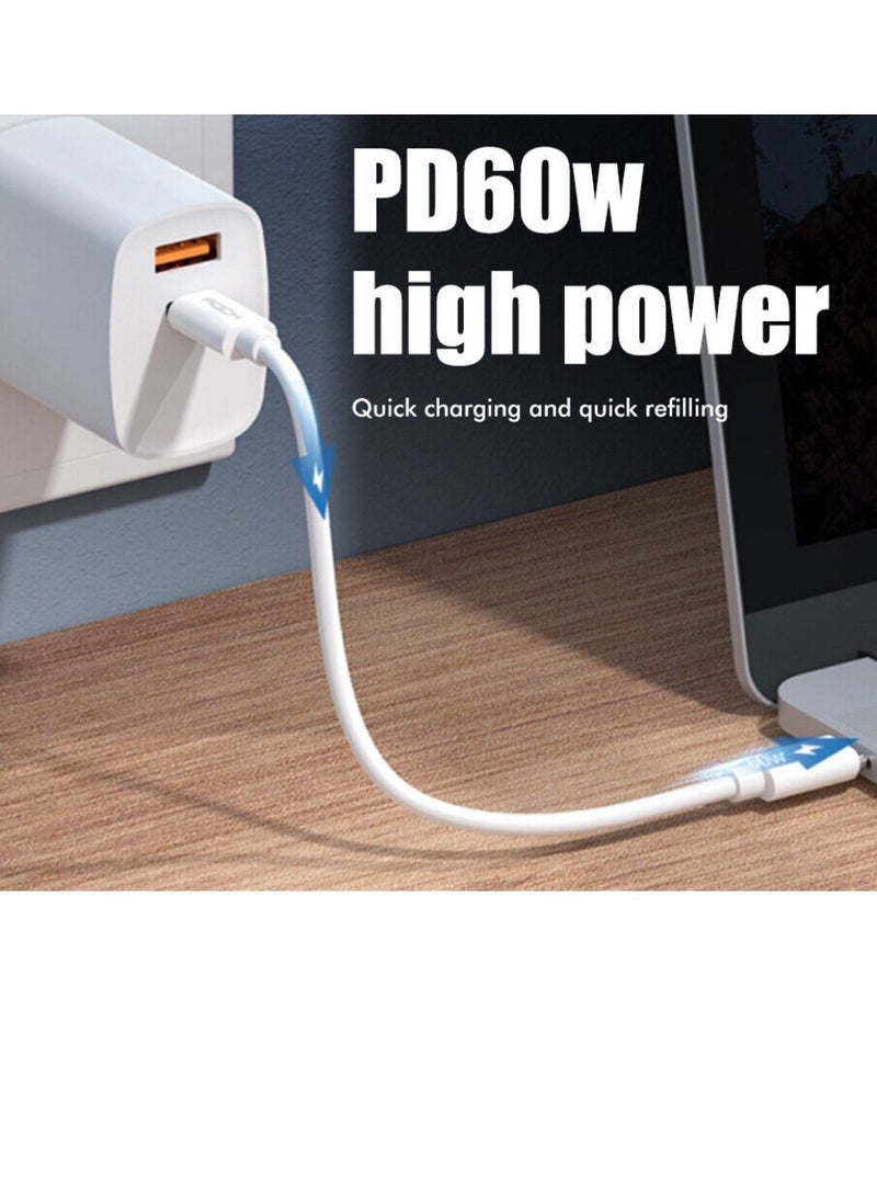 DIGI CORE - 60W USB Adapter Kit Cable Card Multi-Type Charging Cable Case Convertor USB C To Lightning Type C Micro Adapter Data Transfer Contains Card Slot For Traveling White - Image 1