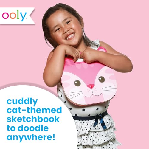 OOLY Carry Along Sketchbook for Kids, 60 Pages, 9 x 7 inches, Portable Sketch Book, Drawing Pad for Travel - Cat - Image 2