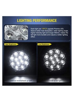 SYOSI Tail Light 4"" White Round LED Reverse Back Up Light w/Surface Mount Grommet Plugs Trailer Tail Lights 12 LED, with Turn Signal Truck Trailer Light Side Light, for Truck Trailer RV Jeep, 2PCS (TL-26)  - Image 4