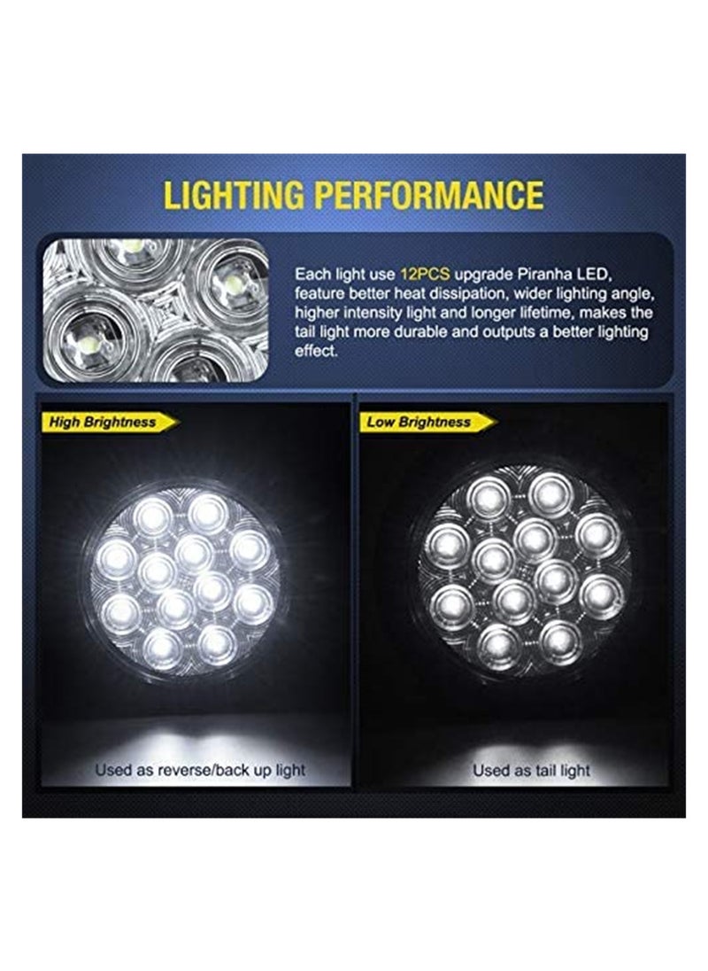 SYOSI Tail Light 4"" White Round LED Reverse Back Up Light w/Surface Mount Grommet Plugs Trailer Tail Lights 12 LED, with Turn Signal Truck Trailer Light Side Light, for Truck Trailer RV Jeep, 2PCS (TL-26)  - Image 4