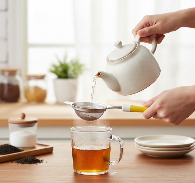 ديسينت ديسنت ستينلس ستيل تي ستراينر ويذ فاين ميش آند هيت ريزِستَنت هاندل | رييوزبل تي فلتر فور لوس تي، هيربس آند سبايسز - Image 4