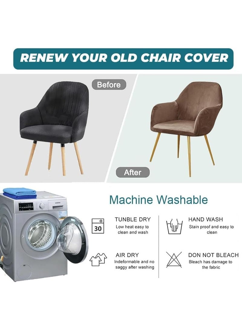 4Pcs Stretch Dining Chair Covers for Curved Back Chairs with Arms, Elastic Armchair Slipcovers, Cachi - Image 2