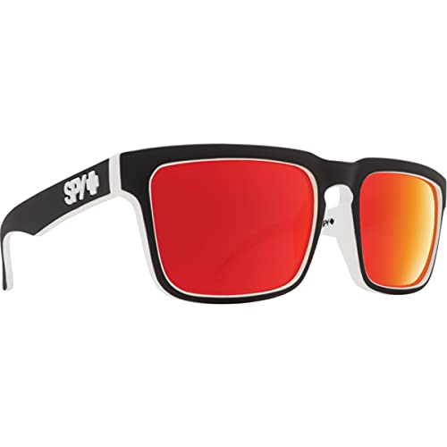 SPY Optic Helm, Square Sunglasses, Color and Contrast Enhancing Lenses, Whitewall - Happy Gray Green with Red Spectra Mirror Lenses - Image 1