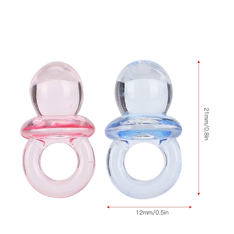 Jiawu Acrylic Baby Pacifier 100Pcs Color Baby Pacifiers Mini Acrylic Pacifier for Baby Shower Decorations Table Scatter Party Favors Games  Activities Transparent Color Mixing - Image 3
