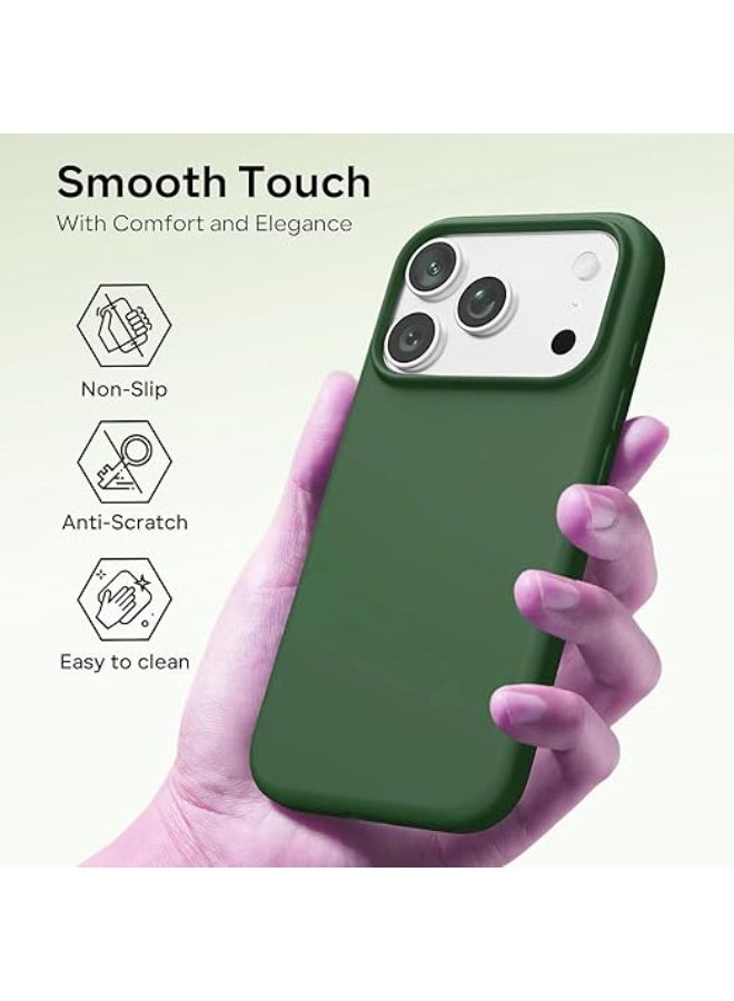 جراب متوافق مع iPhone 17 Pro Max مقاس 6.9 بوصة، غطاء واقٍ رفيع من السيليكون السائل الناعم والمطاط المقاوم للصدمات مع بطانة من الألياف الدقيقة المضادة للخدش (أخضر) - Image 2