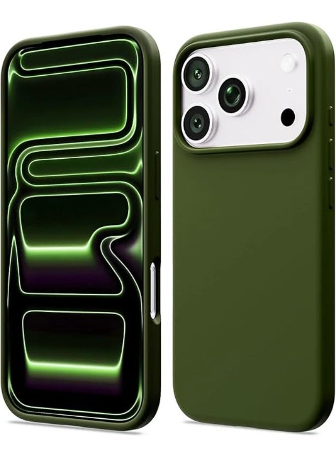 جراب متوافق مع iPhone 17 Pro Max مقاس 6.9 بوصة، غطاء واقٍ رفيع من السيليكون السائل الناعم والمطاط المقاوم للصدمات مع بطانة من الألياف الدقيقة المضادة للخدش (أخضر) - Image 1