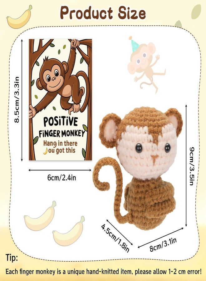 Dalycro Positive Finger Dolls Handcrafted Crochet Monkey with Encouragement Card Cute Emotional Comfort Hugging Plush Inspirational Gift for Women Birthday (Finger Monkey) - Image 2