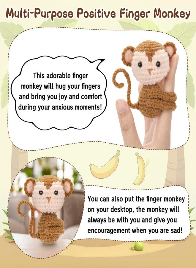Dalycro Positive Finger Dolls Handcrafted Crochet Monkey with Encouragement Card Cute Emotional Comfort Hugging Plush Inspirational Gift for Women Birthday (Finger Monkey) - Image 4