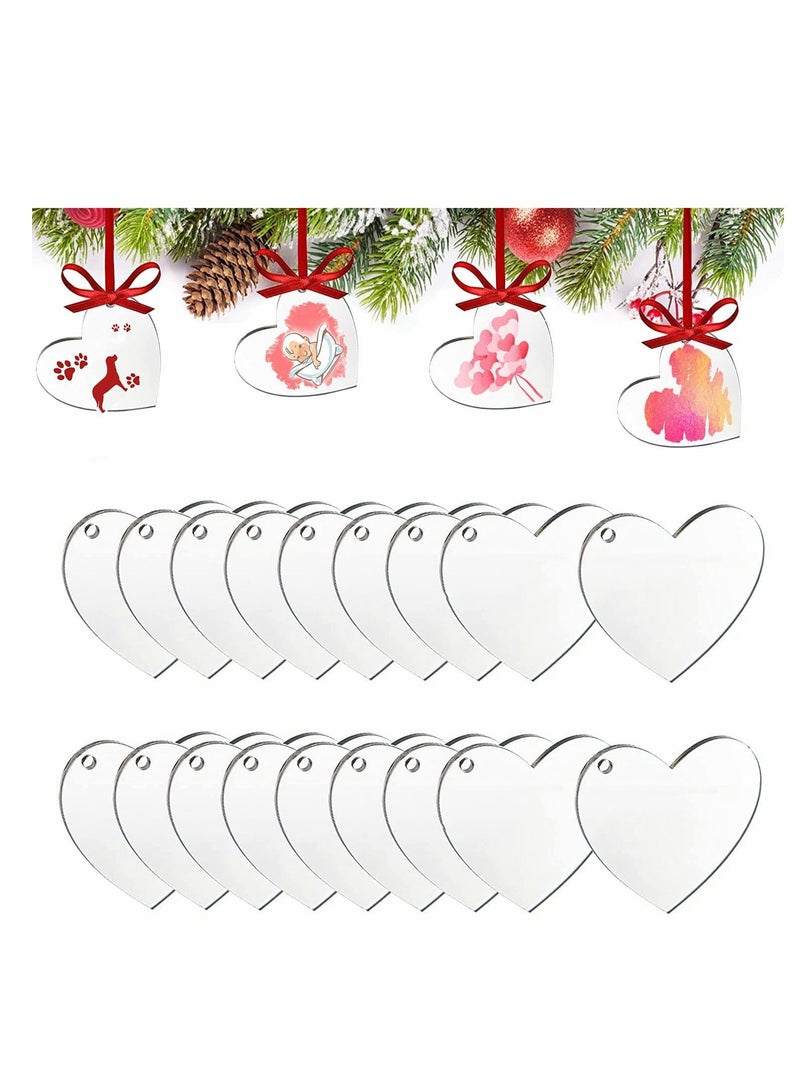 KASTWAVE Acrylic Heart Keychain Blanks, 60 Pcs Acrylic Hearts Discs with Hole  for DIY Keychain Vinyl Projects Gift Tags Valentine's Day Ornaments, Engraving and Craft Project - Image 1