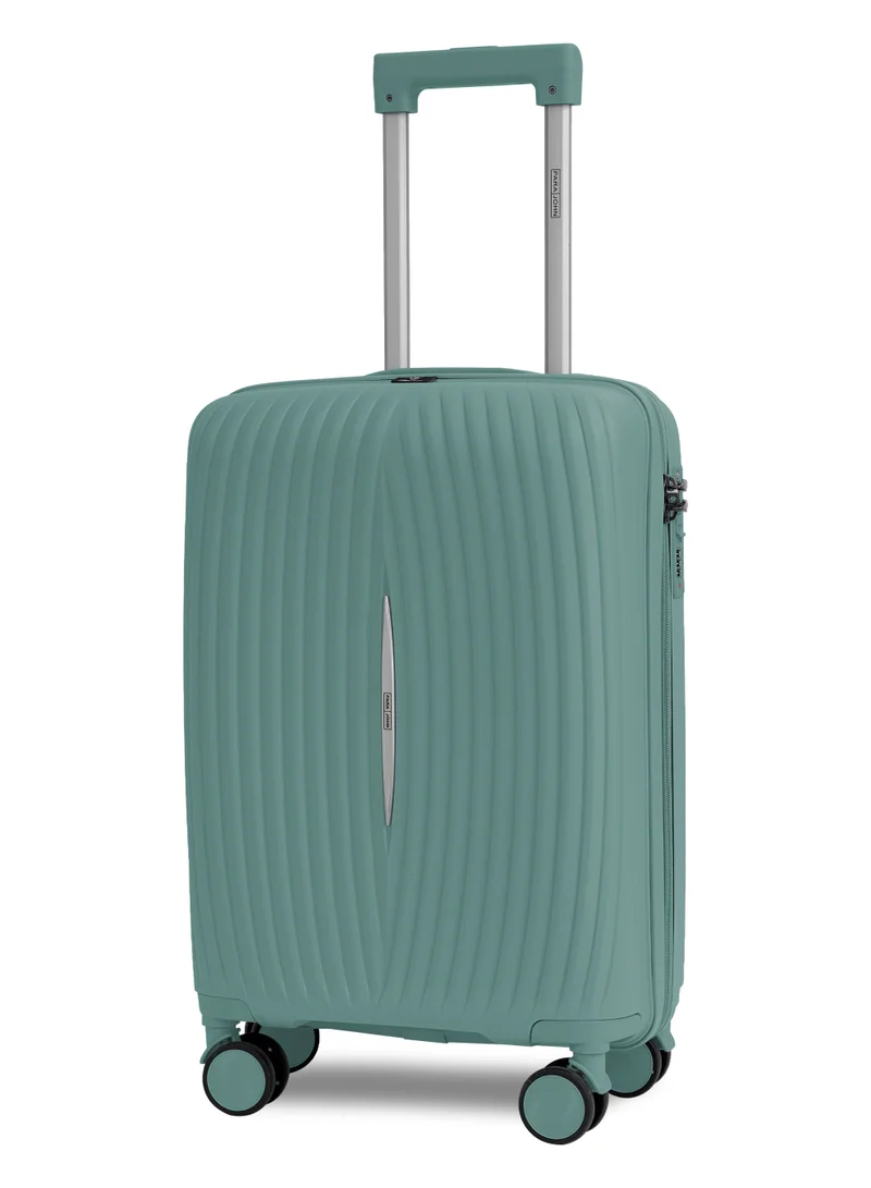 بارا جون Para 20-Inch Small PP Hard Case Cabin Luggage Trolley Bag – 10kg Capacity, 8 Spinner Wheels & Lock, Mint Green