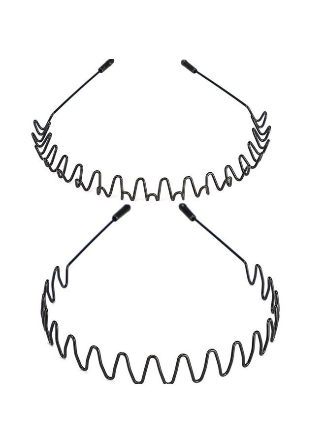 WantGor Metal Headbands for Women Men, 2 Pack Fashion Unisex Black Hairband Sports Headwear Hair Hoop Hair Accessories for Home, Outdoor (2 Pack) - Image 1