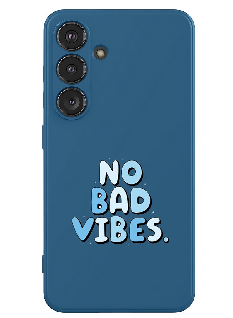 Theodor Protective Slim Fit Case Liquid Silicone Cover with Full Body Protection Anti-Scratch Shockproof Case For Samsung Galaxy S25 (Blue) - No Bad vibes - Image 1