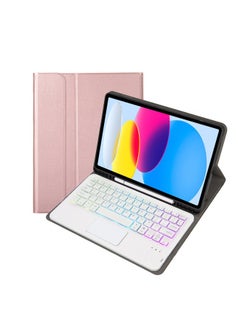 For Samsung TabS9FE11 Inch 2023 Protective Cover Wonderful Control Magnetic Suction Colorful Backlit Bluetooth Keyboard Soft Shell-Color:Rose Gold-Touch Keyboard (Backlit)-Product Type:Samsung S8 11 Inch X700/X706 Universal