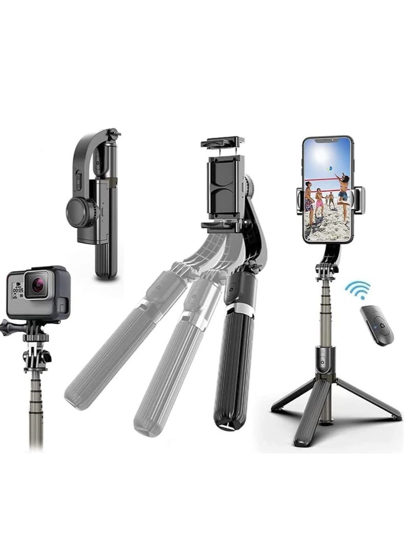 Selfie Stick Gimbal Stabilizer, 360° Rotation Tripod with Wireless Remote, Portable Phone Holder, Auto Balance 1-Axis Gimbal for Smartphones Tiktok Vlog Youtuber Live Video Record(Q08 Black) - Image 1