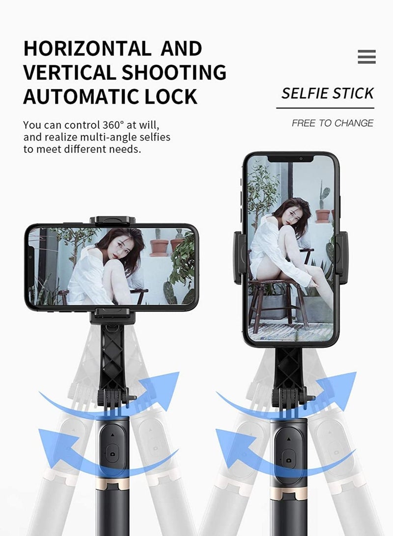 Selfie Stick Gimbal Stabilizer, 360° Rotation Tripod with Wireless Remote, Portable Phone Holder, Auto Balance 1-Axis Gimbal for Smartphones Tiktok Vlog Youtuber Live Video Record(Q08 Black) - Image 5