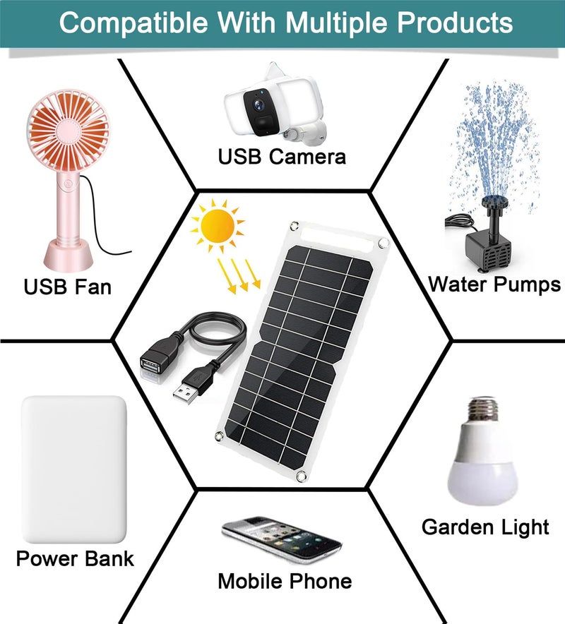 Aocoray Mini 5V 6W USB Solar Panel, Portable 5 Volt 6 Watt High Efficiency Monocrystalline Solar Panel Charger with 55inch Cable for Cellphone Camera Fan Camping Lantern etc. - Image 5