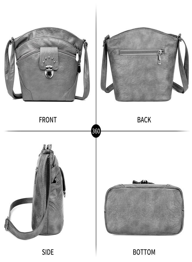 LassZone Small Crossbody Bags for Women Waterproof Multi-Pocket Shoulder Bags Ladies Soft PU Leather Handbags Casual Messenger Bag with Adjustable Strap - Image 2