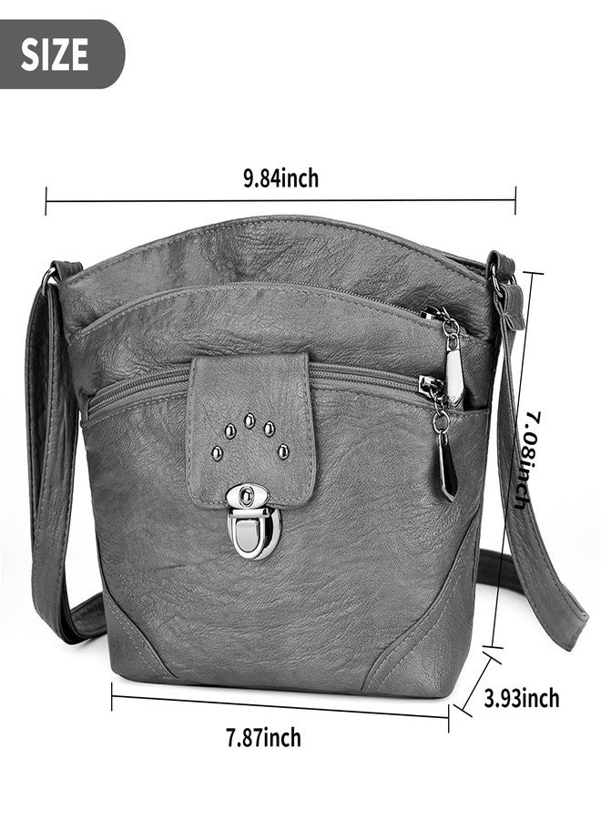 LassZone Small Crossbody Bags for Women Waterproof Multi-Pocket Shoulder Bags Ladies Soft PU Leather Handbags Casual Messenger Bag with Adjustable Strap - Image 4