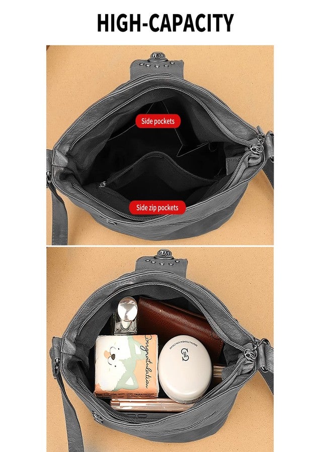 LassZone Small Crossbody Bags for Women Waterproof Multi-Pocket Shoulder Bags Ladies Soft PU Leather Handbags Casual Messenger Bag with Adjustable Strap - Image 3