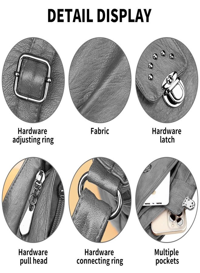 LassZone Small Crossbody Bags for Women Waterproof Multi-Pocket Shoulder Bags Ladies Soft PU Leather Handbags Casual Messenger Bag with Adjustable Strap - Image 5