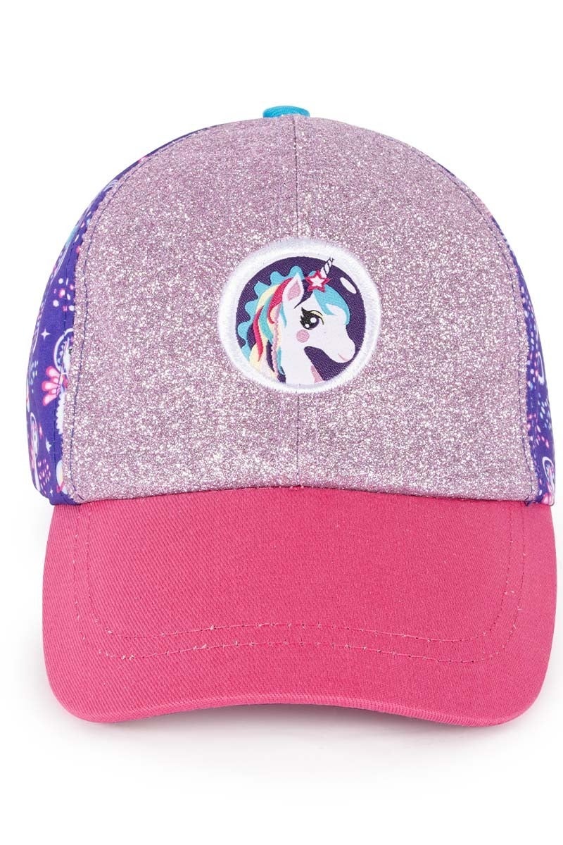 Milk & Moo Kids Cap for Ages 7-10, Cap for Girls, Unicorn Themed Head Cap, Glittery Pink and Purple Cap, Adjustable Velcro Strap, Breathable Material, Sun Protection Design – Made in Turkey  - Image 2